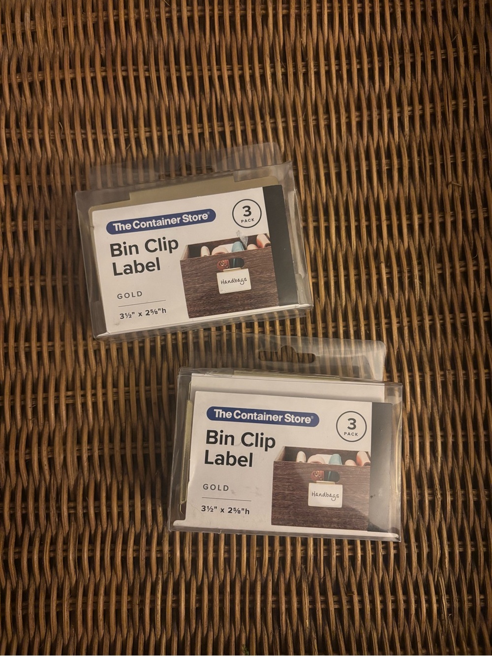 The Container Store Gold Bin Clip Label Holders- 2 Packs of 3 Each